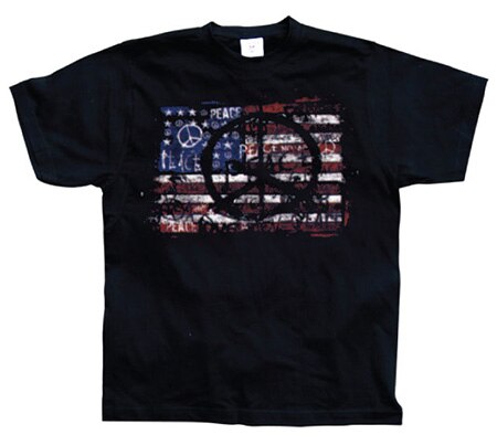 Läs mer om USA Flag With Peace Symbols, T-Shirt