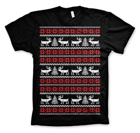 Läs mer om Christmas Knit Pattern White/Red T-Shirt, T-Shirt