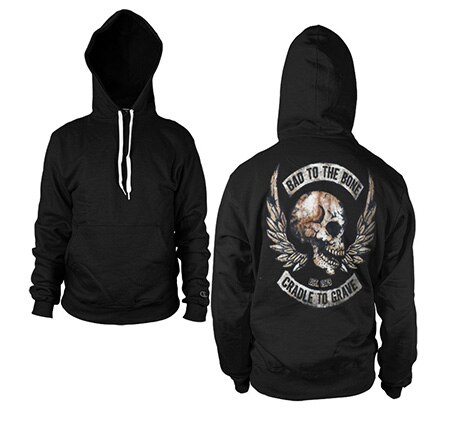 Bad To The Bone Backprinted Hoodie, Hooded Pullover