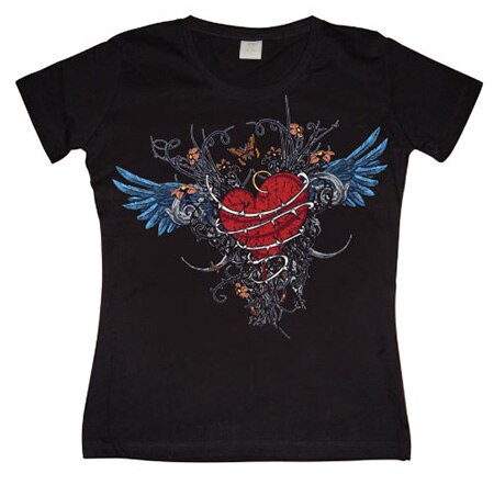 Bleeding Heart With Wings Girly T-shirt, Girly T-shirt