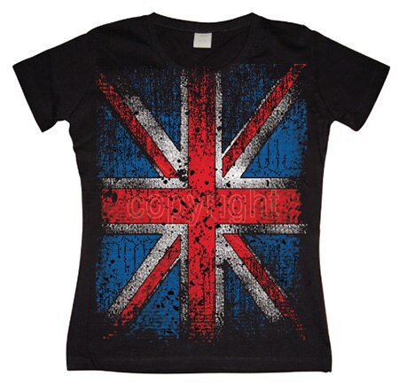 Distressed Union Jack Flag Girly T-shirt, Girly T-shirt
