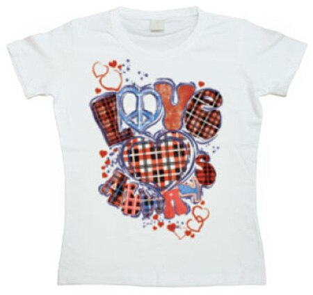 Läs mer om Love Always Plaid Heart Girly T-shirt, T-Shirt