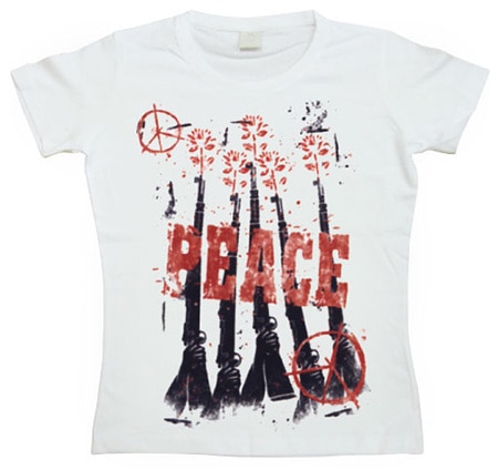 Peace, Flowers & Rifles Girly T- shirt, Girly T- shirt