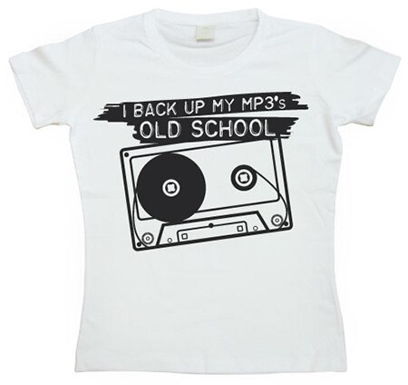 Läs mer om I Back Up My Mp3:s Oldschool Girly Tee, T-Shirt