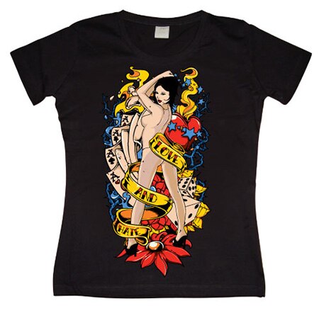 Love And Hate Pin-Up Girly Tee, T-Shirt