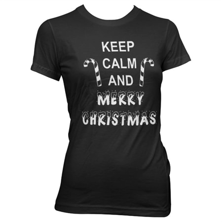 Keep Calm And Merry Christmas Girly T-Shirt, Girly T-Shirt