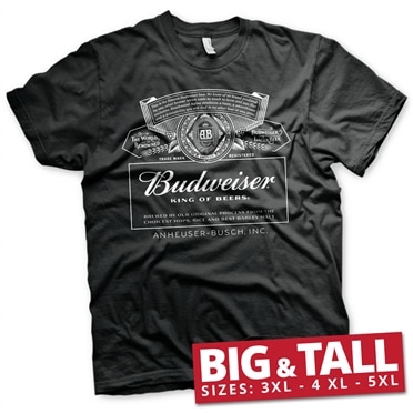 Läs mer om Budweiser White Logo Big & Tall T-Shirt, T-Shirt