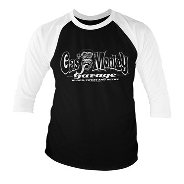 Gas Monkey Garage White Logo Baseball 3/4 Sleeve Tee, Baseball 3/4 Sleeve Tee