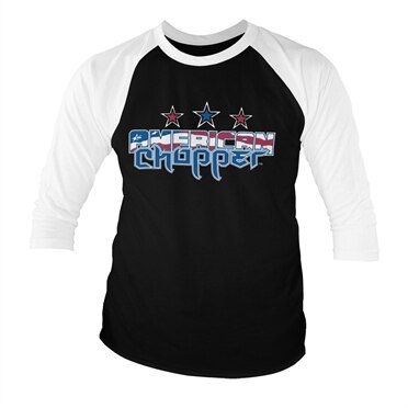 Läs mer om American Chopper Flag Logo Baseball 3/4 Sleeve Tee, Long Sleeve T-Shirt