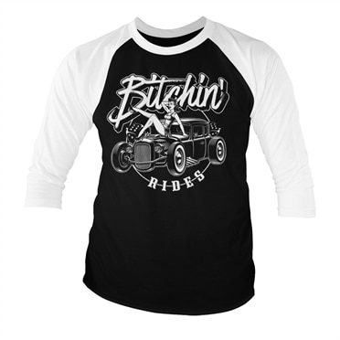 Läs mer om Bitchin Rides - Hot Rod Hot Girls Baseball 3/4 Sleeve Tee, Long Sleeve T-Shirt