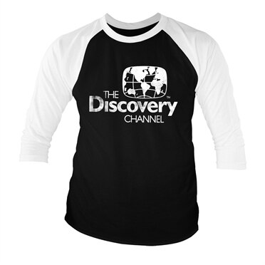Discovery Channel Distressed Logo Baseball 3/4 Sleeve Tee, Baseball 3/4 Sleeve Tee