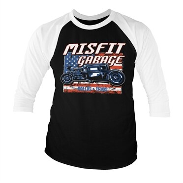 Läs mer om Misfit Garage Old Glory Baseball 3/4 Sleeve Tee, Long Sleeve T-Shirt