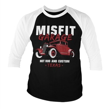Läs mer om Misfit Garage Hot Rod & Custom Baseball 3/4 Sleeve Tee, Long Sleeve T-Shirt