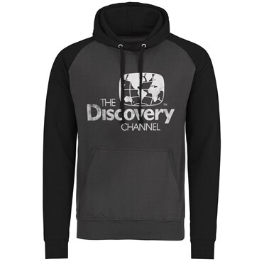Discovery Channel Distressed Logo Baseball Hoodie, Baseball Hooded Pullover