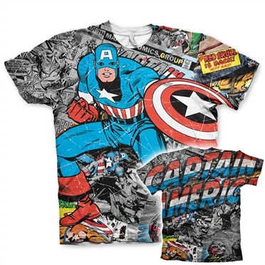 Captain America Comic Allover T-Shirt, Modern Fit Polyester Tee