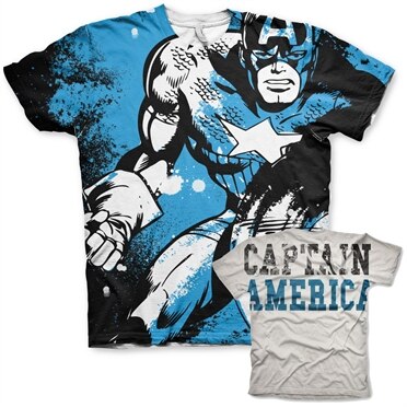 Captain America Allover T-Shirt, Modern Fit Polyester Tee