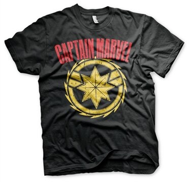 Captain Marvel Distressed Logo T-Shirt, Basic Tee