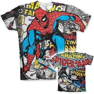Spider-Man Comic Allover T-Shirt, Modern Fit Polyester Tee