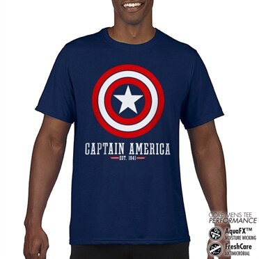 Captain America Logo Performance Mens Tee, CORE PERFORMANCE MENS TEE
