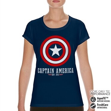 Captain America Logo Performance Girly Tee, CORE PERFORMANCE GIRLY TEE