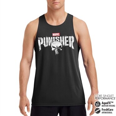 The Punisher Distressed Logo Performance Singlet, CORE PERFORMANCE MENS SINGLET