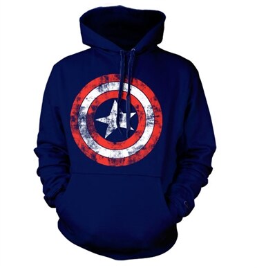 Captain America Distressed Shield Hoodie, Hooded Pullover