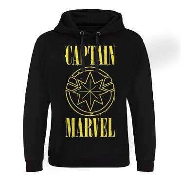 Captain Marvel Yellow Grunge Logo Epic Hoodie, Epic Hooded Pullover