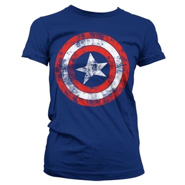 Captain America Distressed Shield Girly T-Shirt, Girly T-Shirt