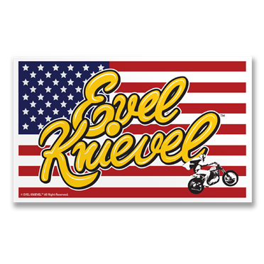 Läs mer om Evel Knievel American Flag Sticker, Accessories