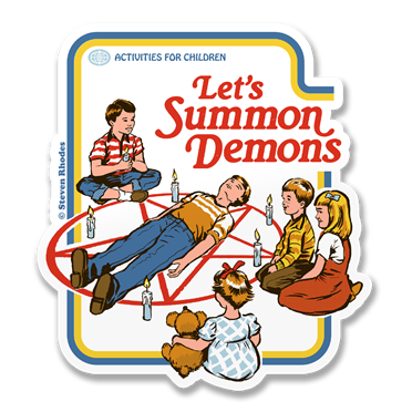 Läs mer om Steven Rhodes - Lets Summon Demons Sticker, Accessories