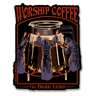 Läs mer om Steven Rhodes - Worship Coffee Sticker, Accessories