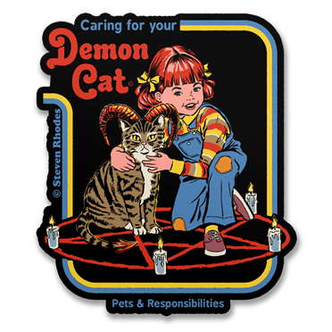 Läs mer om Steven Rhodes - Caring For Your Demon Cat Sticker, Accessories