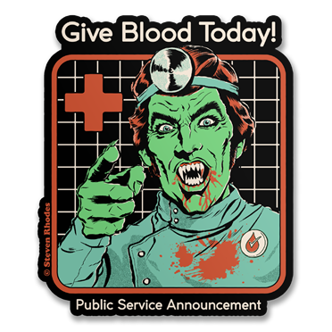 Läs mer om Steven Rhodes - Give Blood Today Sticker, Accessories