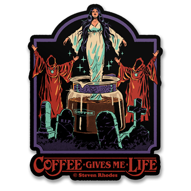 Läs mer om Steven Rhodes - Coffee Gives Me Life Sticker, Accessories