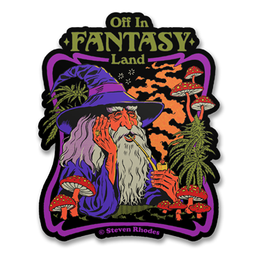 Läs mer om Steven Rhodes - Off In Fantasy Land Sticker, Accessories