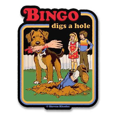 Läs mer om Steven Rhodes - Bingo Digs a Hole Sticker, Accessories