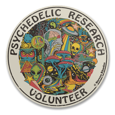 Läs mer om Steven Rhodes - Psychedelic Research Volunteer Sticker, Accessories