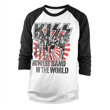 KISS - Hottest Band In The World Baseball Long Sleeve Tee, Baseball Long Sleeve T-Shirt