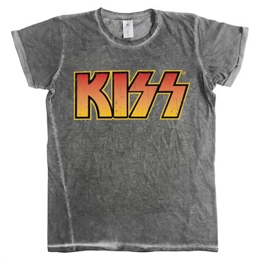 KISS Distressed Logotype Urban T-Shirt, Washed Urban T-Shirt