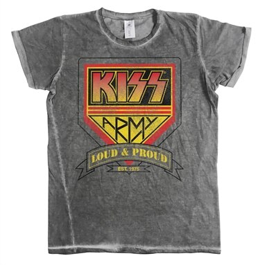 KISS ARMY - Loud & Proud Distressed Logo Urban T-Shirt, Washed Urban T-Shirt