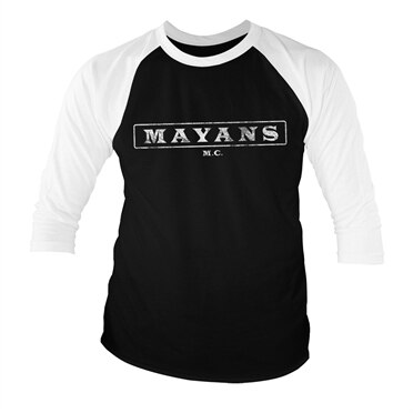 Mayans M.C. Washed Logo Baseball 3/4 Sleeve Tee, Baseball 3/4 Sleeve Tee