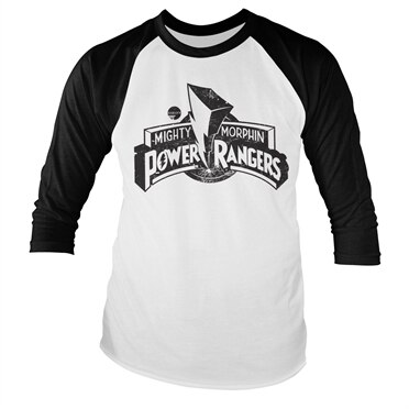 Power Rangers Distressed Logo Baseball Long Sleeve Tee, Baseball Long Sleeve Tee