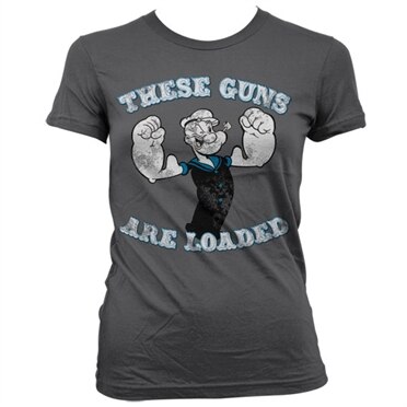 Läs mer om Popeye - These Guns Are Loaded Girly T-Shirt, T-Shirt