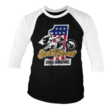 Läs mer om Evel Knievel No. 1 Baseball 3/4 Sleeve Tee, Long Sleeve T-Shirt