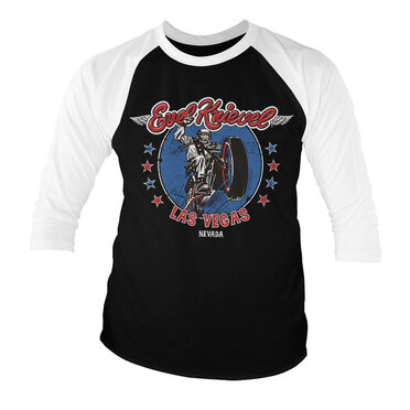 Läs mer om Evel Knievel In Las Vegas Baseball 3/4 Sleeve Tee, Long Sleeve T-Shirt