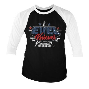 Läs mer om Evel Knievel - American Daredevil Baseball 3/4 Sleeve Tee, Long Sleeve T-Shirt