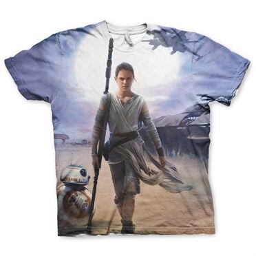 Star Wars Rey Allover T-Shirt, Modern Fit Polyester Tee