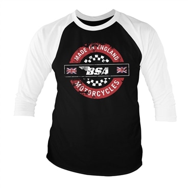 Läs mer om B.S.A. - Made In England Baseball 3/4 Sleeve Tee, Long Sleeve T-Shirt