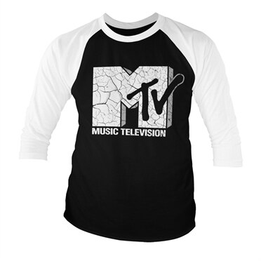 MTV Cracked Logo Baseball 3/4 Sleeve Tee, Baseball 3/4 Sleeve Tee