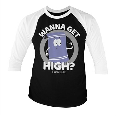 Läs mer om South Park / Towelie - Wanna Get High Baseball 3/4 Sleeve Tee, Long Sleeve T-Shirt